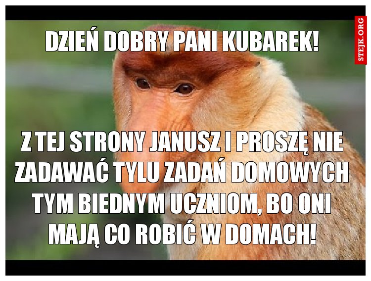 Dzień Dobry Pani Kubarek! 