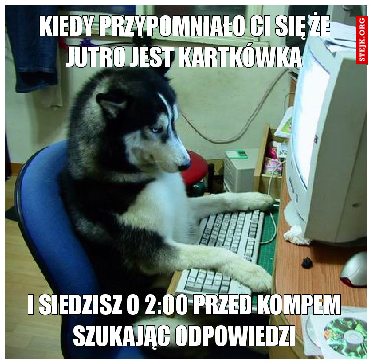 KIEDY PRZYPOMNIAŁO CI SIĘ ŻE JUTRO JEST KARTKÓWKA