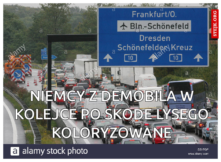 Niemcy z demobila w kolejce po skode lysego koloryzowane