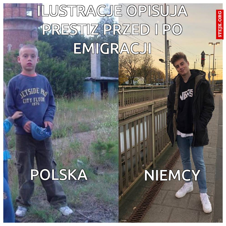 ILUSTRACJE OPISUJA PRESTIZ PRZED I PO EMIGRACJI