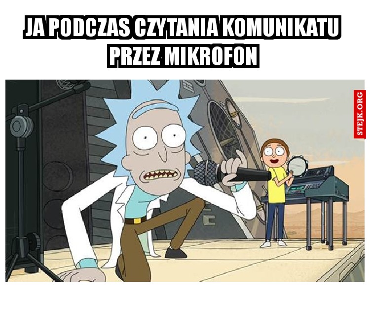 Ja podczas czytania komunikatu przez mikrofon