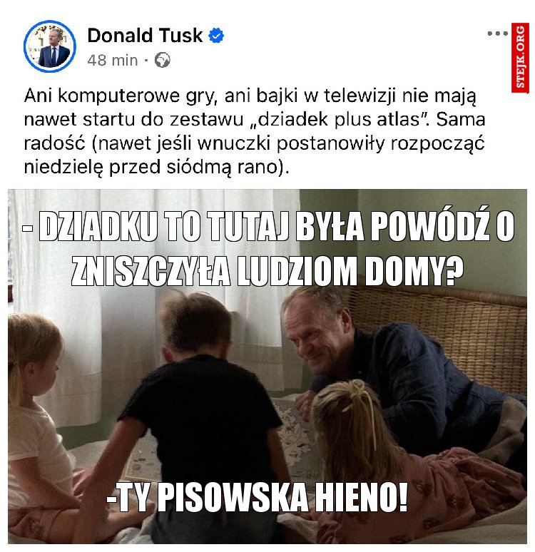 - dziadku to tutaj była powódź o zniszczyła ludziom domy?