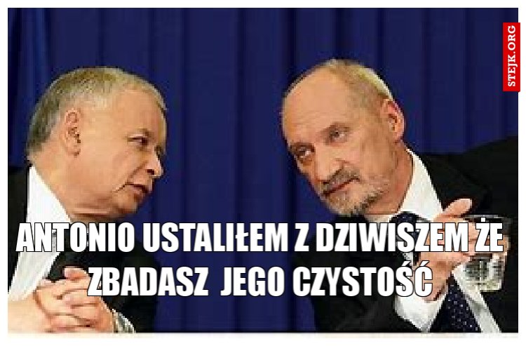 ANTONIO USTALIŁEM Z DZIWISZEM ŻE ZBADASZ  JEGO CZYSTOŚĆ