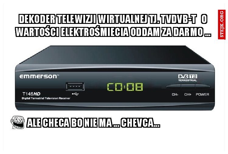 Dekoder telewizji wirtualnej tj. tvdvb-t   o wartości elektrośmiecia oddam za darmo ...