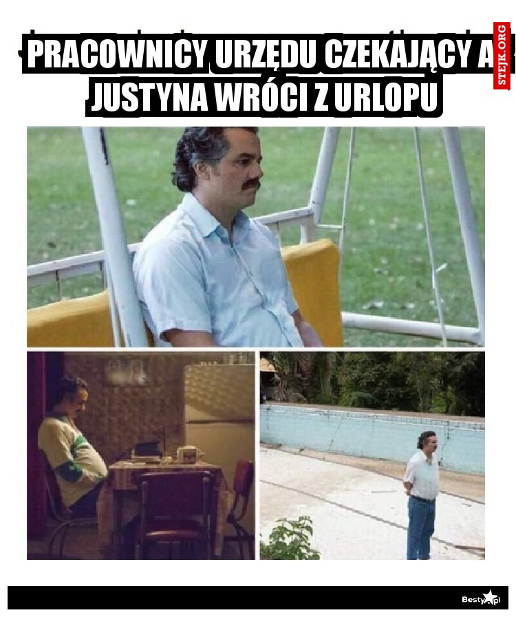 Pracownicy Urzędu czekający aż Justyna wróci z urlopu 