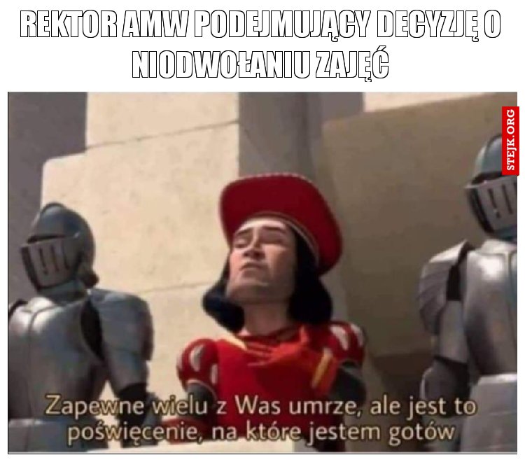 REktor AMW podejmujący decyzję o niodwołaniu zajęć