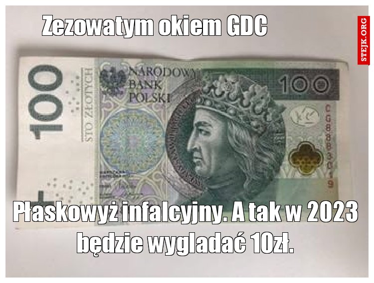 Płaskowyż infalcyjny. A tak w 2023 będzie wygladać 10zł.