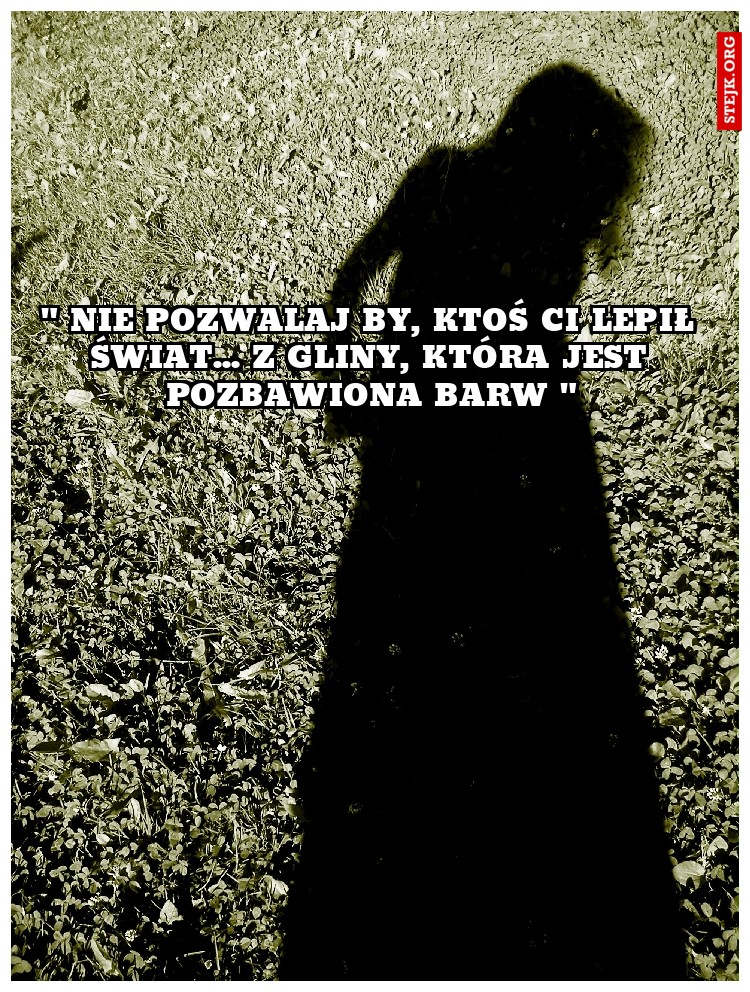 " Nie pozwalaj by, ktoś Ci lepił świat... z gliny, która jest pozbawiona barw "
