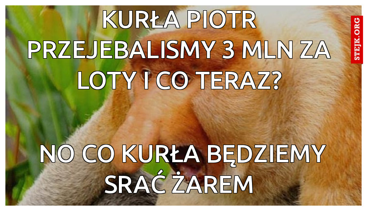 Kurła piotr przejebalismy 3 mln za loty i co teraz?