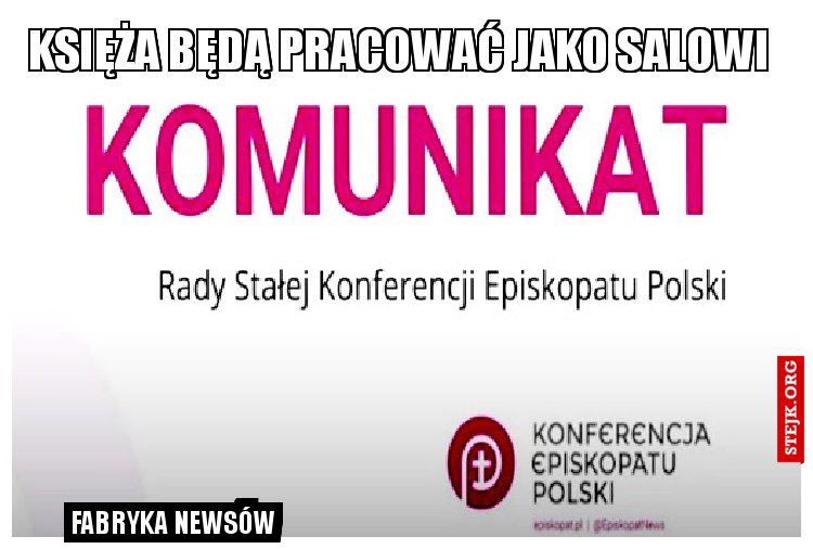 księża będą Pracować jako salowi