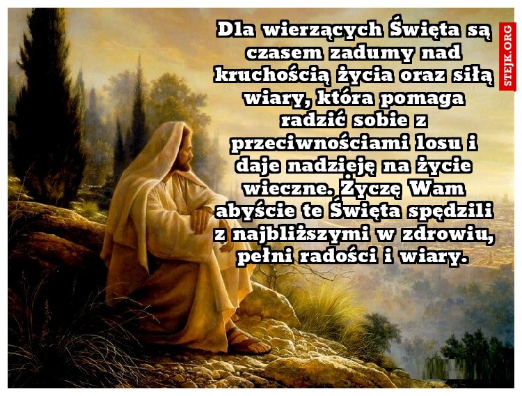 Dla wierzących Święta są czasem zadumy nad kruchością życia oraz siłą wiary, która pomaga radzić sobie z przeciwnościami losu i daje nadzieję na życie wieczne. Życzę Wam abyście te Święta spędzili z najbliższymi w zdrowiu, pełni radości i wiary. 