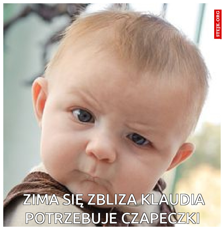 Zima się zbliza Klaudia potrzebuje czapeczki 