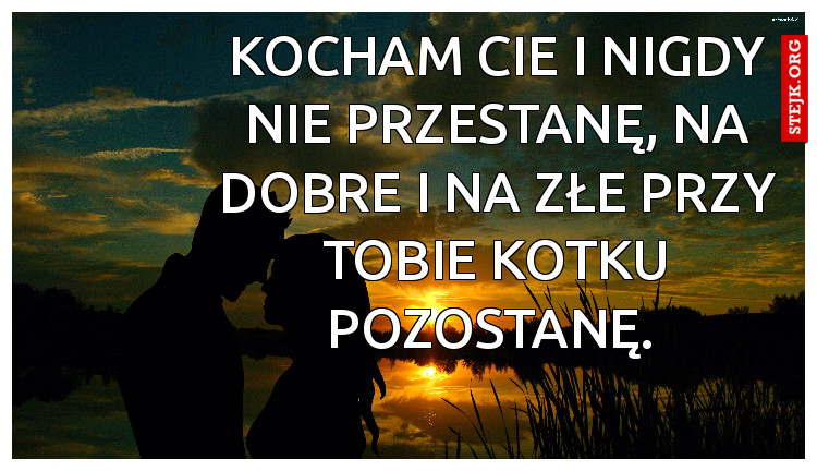 Kocham cie i nigdy nie przestanę, na dobre i na złe przy Tobie kotku pozostanę. 