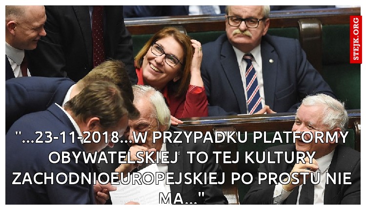 "...23-11-2018...W PRZYPADKU PLATFORMY OBYWATELSKIEJ  TO TEJ KULTURY ZACHODNIOEUROPEJSKIEJ PO PROSTU NIE MA..."