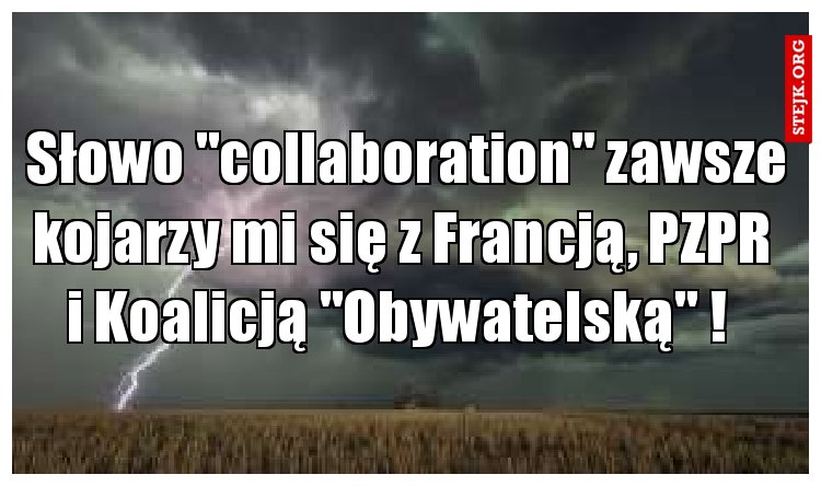 Słowo "collaboration" zawsze kojarzy mi się z Francją, PZPR  i Koalicją "Obywatelską" !  