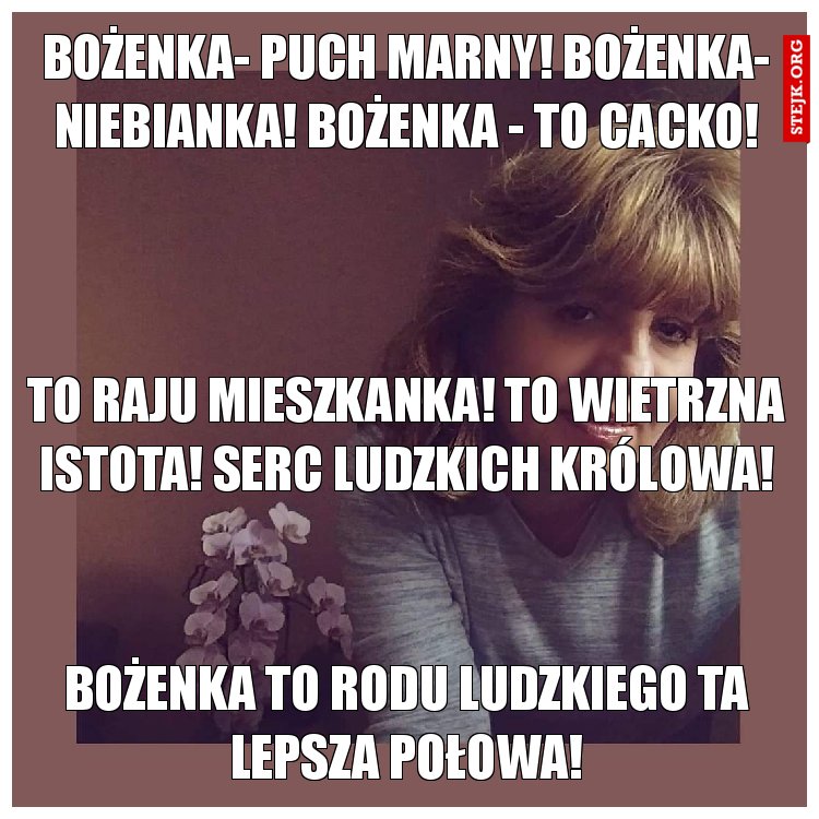 Bożenka- puch marny! Bożenka- niebianka! Bożenka - to cacko!