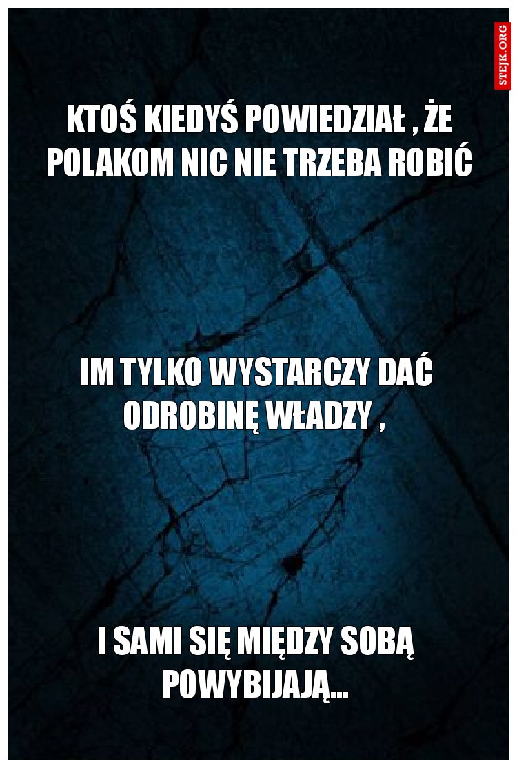 KTOŚ KIEDYŚ POWIEDZIAŁ , ŻE POLAKOM NIC NIE TRZEBA ROBIĆ