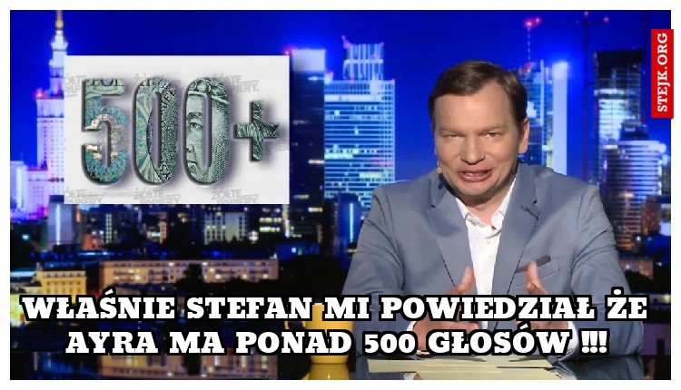WŁAŚNIE STEFAN MI POWIEDZIAŁ ŻE AYRA MA PONAD 500 GŁOSÓW !!!